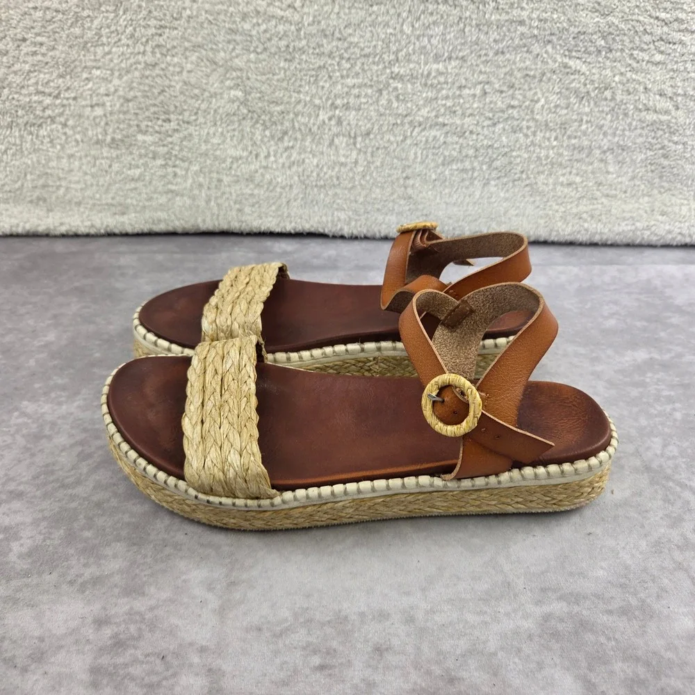 Torrid Womens Brown Raffia Braided Strappy Espadrille Platform Sandals Size 9